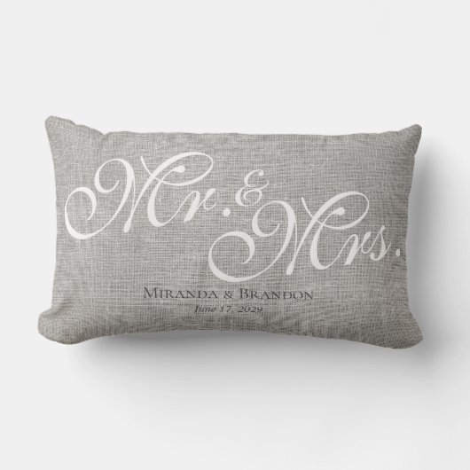 Coussin Rectangle Rustic Simple Moderne M. et Mme Gift Grey (Recto)