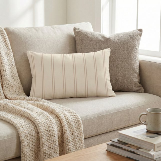 Coussin Rectangle Rustic Ticking Stripe | Hand Drawn Desert Sand (Créateur téléchargé)