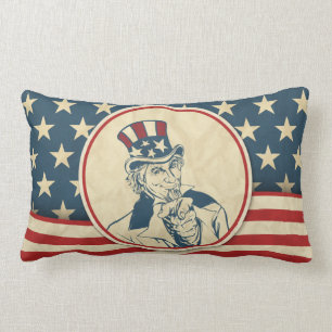 Coussin Rectangle Rustique Americana Patriotique Oncle Sam
