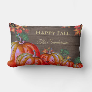 Coussin Rectangle Rustique Automne Heureux Citrouille Orange Feuille