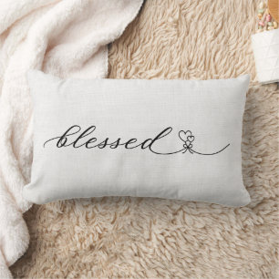 Coussin Rectangle Rustique Bienheureux Coeur Script Mariage Cadeau