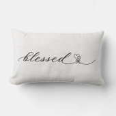 Coussin Rectangle Rustique Bienheureux Coeur Script Mariage Cadeau (Recto)