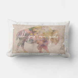 Coussin Rectangle rustique chic ajouter votre propre citation bison