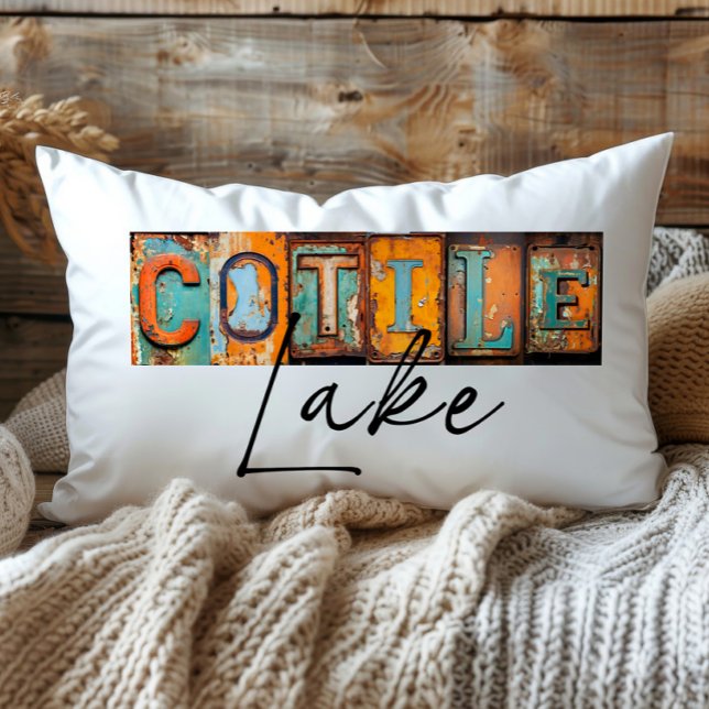 Coussin Rectangle Rustique Métal Cotile Lac Louisiane État (Créateur téléchargé)