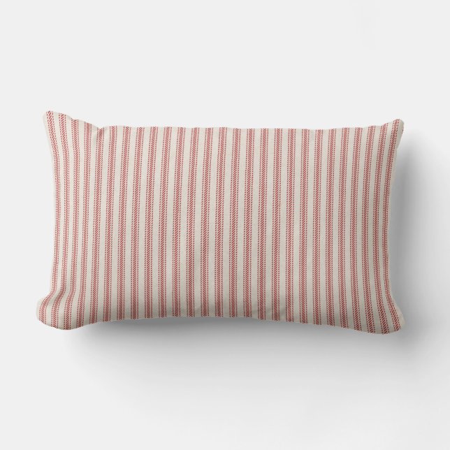 Coussin Rectangle Rustique Rouge rayé Français piqûres (Recto)