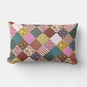 Coussin Rectangle Rustique Vintage Patchwork Quilt Motif