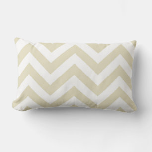 Coussin Rectangle Sable Beige Blanc Grand Motif Chevron ZigZag