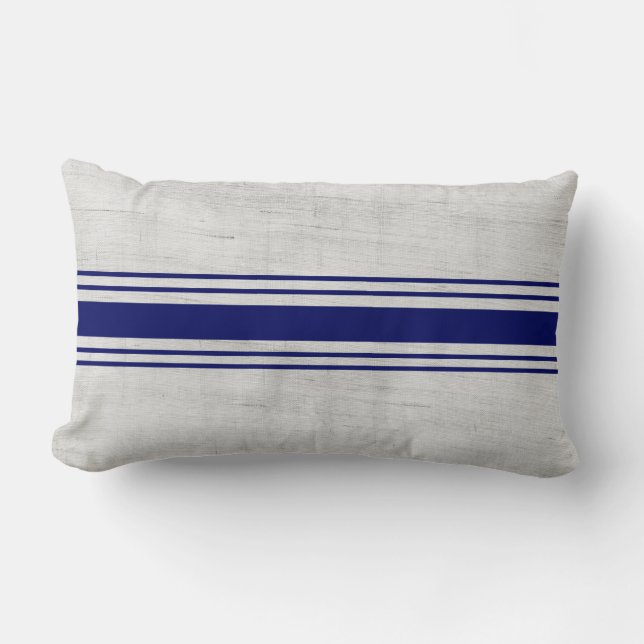 Coussin Rectangle Sac de grains rustiques bleu foncé Stripes de mari (Recto)