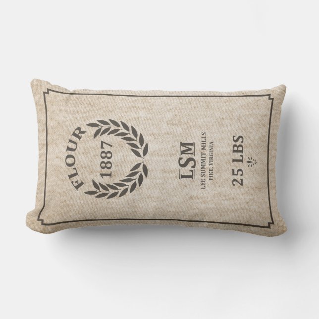 Coussin Rectangle Sac vintage à farine (Recto)