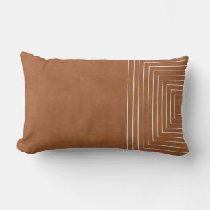 Coussin Rectangle Saddle Tan et Carrés blancs
