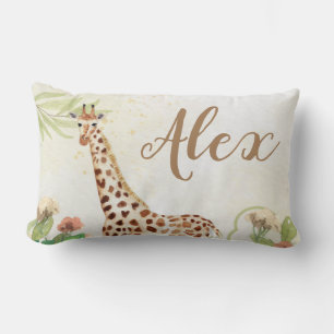 Coussin Rectangle safari en bois personnalisé girafes enfants de ver