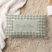 Coussin Rectangle Sage Green Gingham Goose Buffalo Check Custom Name (Couverture)