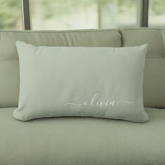 Coussin Rectangle Sage Green Minimaliste Moderne Monogramme Élégant