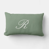 Coussin Rectangle Sage Green Monogramme Mariage initial Cadeau Favor (Recto)