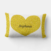 Coussin Rectangle Saint-Valentin Cœur Monogramme Paillettes Or 2022 (Verso)