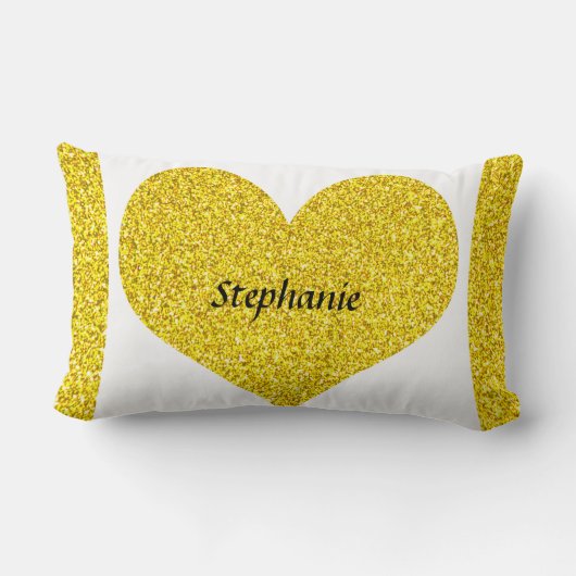 Coussin Rectangle Saint-Valentin Cœur Monogramme Paillettes Or 2022 (Verso)