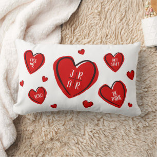 Coussin Rectangle Saint Valentin Coeurs Couple's Customisé Blanc
