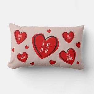 Coussin Rectangle Saint Valentin Coeurs mignons Couple's Custom Pink