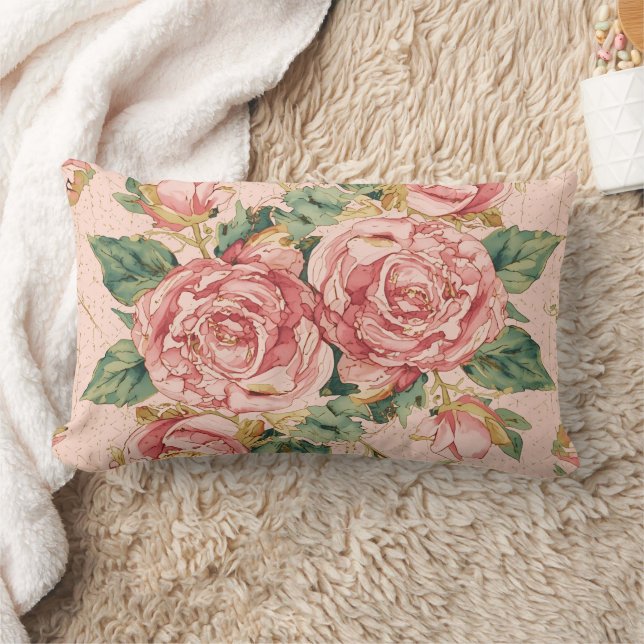 Coussin Rectangle Saint-Valentin romantique avec de belles roses, ro (Couverture)