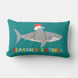 Coussin Rectangle Saison de requins amusants manger