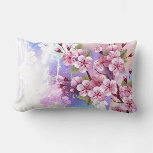 Coussin Rectangle Sakura rose sur la peinture Arrière - plan
