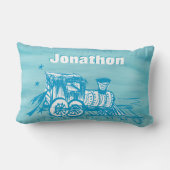 Coussin Rectangle Salle de garçon personnalisée Blue Choo Choo Train (Verso)