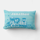 Coussin Rectangle Salle de garçon personnalisée Blue Choo Choo Train (Recto)
