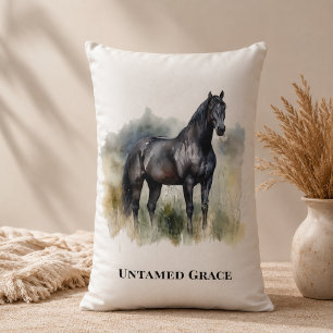 Coussin Rectangle Salon de la grange accent cheval noir