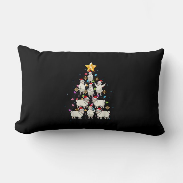 Coussin Rectangle Santa Sheep Christmas Tree Lights Funny Sheep Veni (Recto)