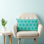 Coussin Rectangle Sarcelle, Aqua Clair, Blanc Quatrefoil Marocain #4 (Chaise)