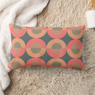 Coussin Rectangle Saumon et olive moderne du milieu du XXe siècle