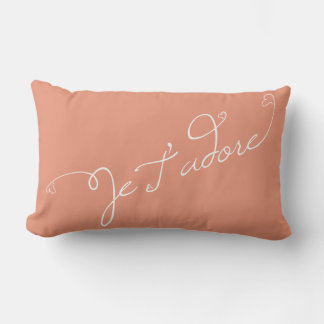 Coussin Rectangle saumon orange Je T Adore Français Phrase Je Vous A