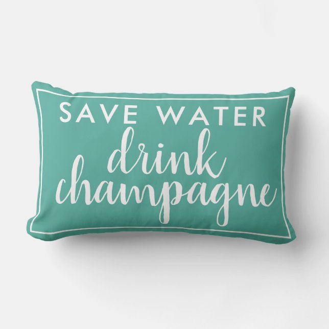 Coussin Rectangle Sauvez de l'eau Boire Champagne Aqua Green (Recto)