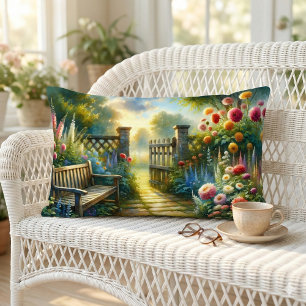 Coussin Rectangle Scène de porte de jardin ensoleillé