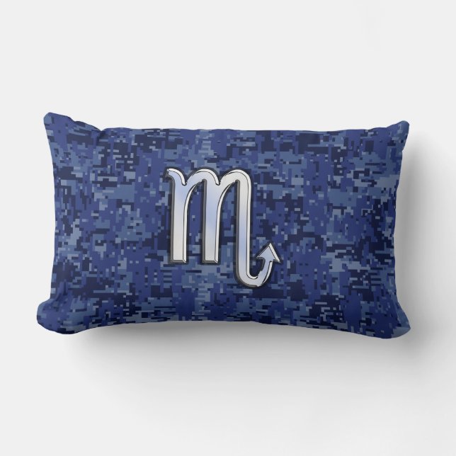 Coussin Rectangle Scorpio Zodiac Symbole de Navy Blue Camo (Recto)