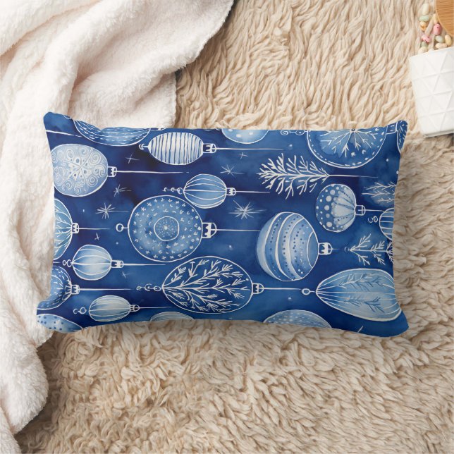 Coussin Rectangle Scrapbook de Noël | Flèche de neige Blue Winter (Couverture)