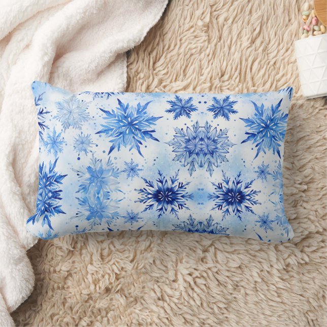 Coussin Rectangle Scrapbook de Noël | Flèche de neige Blue Winter (Couverture)