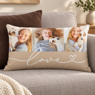 Coussin Rectangle Script Amour Cœur Beige 3 Photo