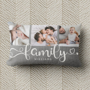 Coussin Rectangle Script familial moderne Linge rustique 3 Collage p