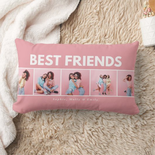 Coussin Rectangle Script girly multi photo moderne à la mode meilleu (Couverture)
