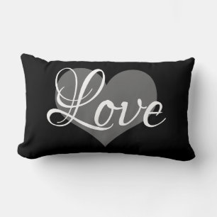 Coussin Rectangle script LOVE en noirs et gris