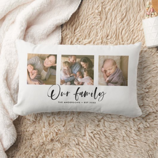 Coussin Rectangle Script Notre Nom De Famille Photo Collage (Couverture)