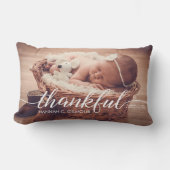 Coussin Rectangle Script photo bébé personnalisé remerciant (Recto)