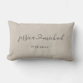 Coussin Rectangle Scripts cursifs Rustiques Nom du coeur Mariage Dat (Recto)