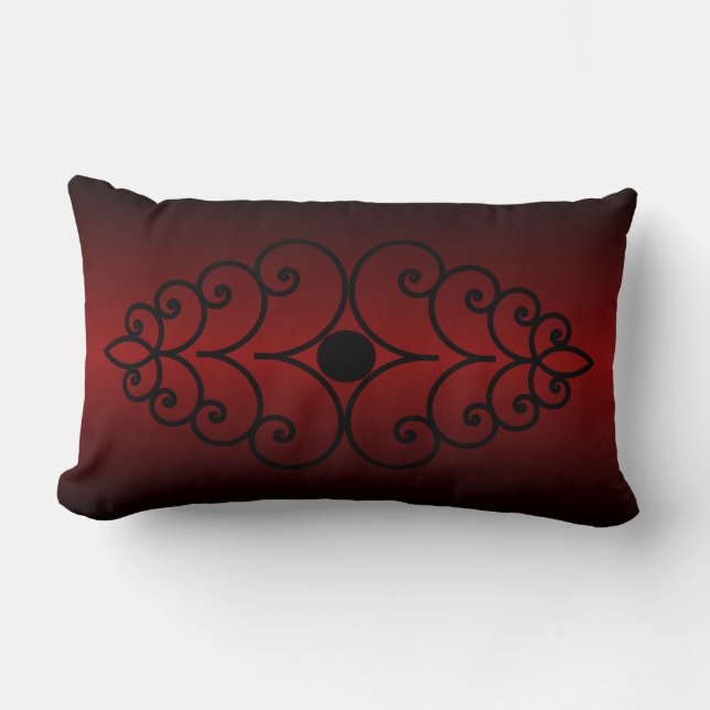 Coussin Rectangle Scrollwork sur le gradient rouge foncé (Recto)