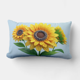 Coussin Rectangle Sculpture de bouquet de tournesols lumineux