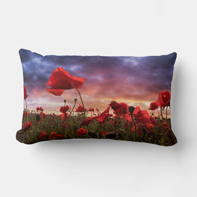 Coussin Rectangle Se rappeler le champ de | des pavots (Recto)