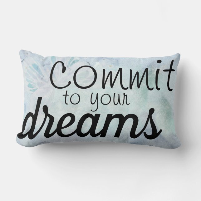 Coussin Rectangle S'engager à vos rêves Aquarelle bleue (Recto)