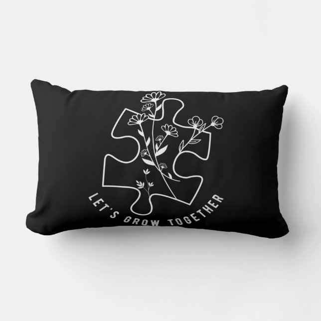 Coussin Rectangle Sensibilisation sur l'autisme Enseignant Puzzle Pi (Recto)