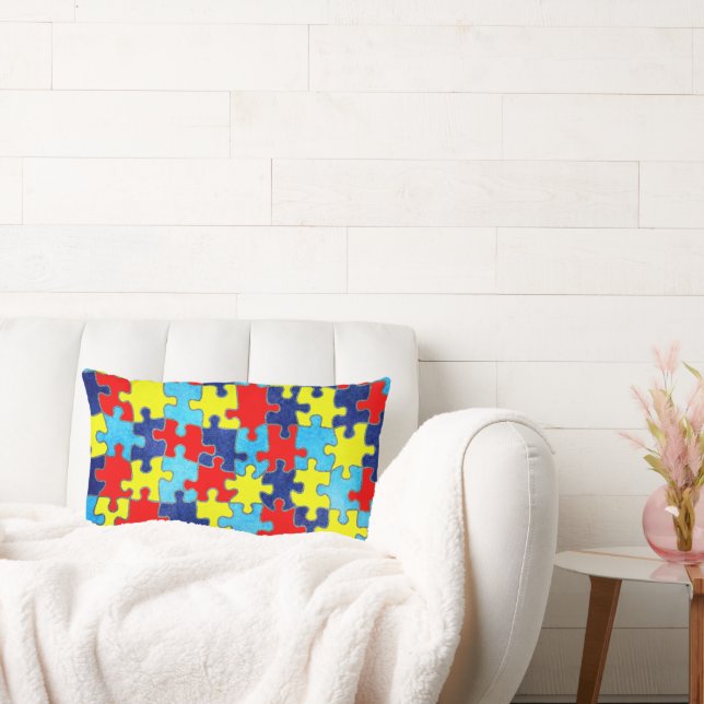 Coussin Rectangle Sensibilisation sur l'autisme-Puzzle par Shirley T (Canapé)